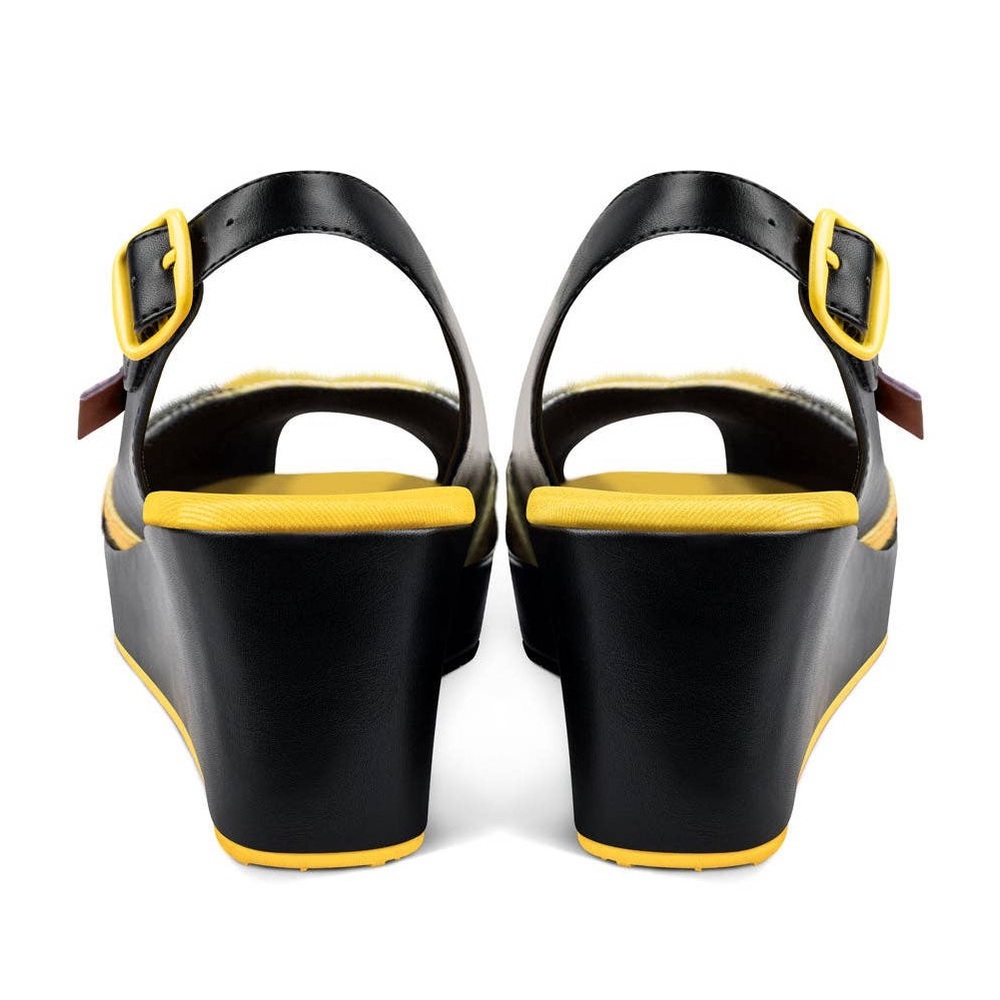 Chocolaticas Queen Bee Women's Mary Jane Slingback Wedge Sandal - Picture 4 of 7